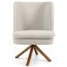 Poltrona Decorativa Base Giratória de Madeira Pérsia D02 Linho Bege C-107 - Lyam Decor