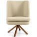 Poltrona Decorativa Base Giratória de Madeira Pérsia D02 Linho Bege C-129 - Lyam Decor