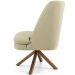 Poltrona Decorativa Base Giratória de Madeira Pérsia D02 Linho Bege C-129 - Lyam Decor