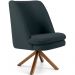 Poltrona Decorativa Base Giratória de Madeira Pérsia D02 Linho Chumbo C-465 - Lyam Decor