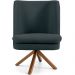 Poltrona Decorativa Base Giratória de Madeira Pérsia D02 Linho Chumbo C-465 - Lyam Decor