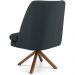 Poltrona Decorativa Base Giratória de Madeira Pérsia D02 Linho Chumbo C-465 - Lyam Decor