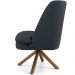 Poltrona Decorativa Base Giratória de Madeira Pérsia D02 Linho Chumbo C-465 - Lyam Decor