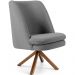 Poltrona Decorativa Base Giratória de Madeira Pérsia D02 Linho Cinza C-416 - Lyam Decor