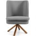 Poltrona Decorativa Base Giratória de Madeira Pérsia D02 Linho Cinza C-416 - Lyam Decor