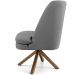 Poltrona Decorativa Base Giratória de Madeira Pérsia D02 Linho Cinza C-416 - Lyam Decor