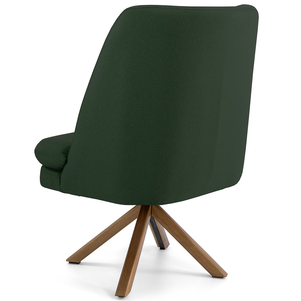 Poltrona Decorativa Base Giratória de Madeira Pérsia D02 Linho Verde C-117 - Lyam Decor