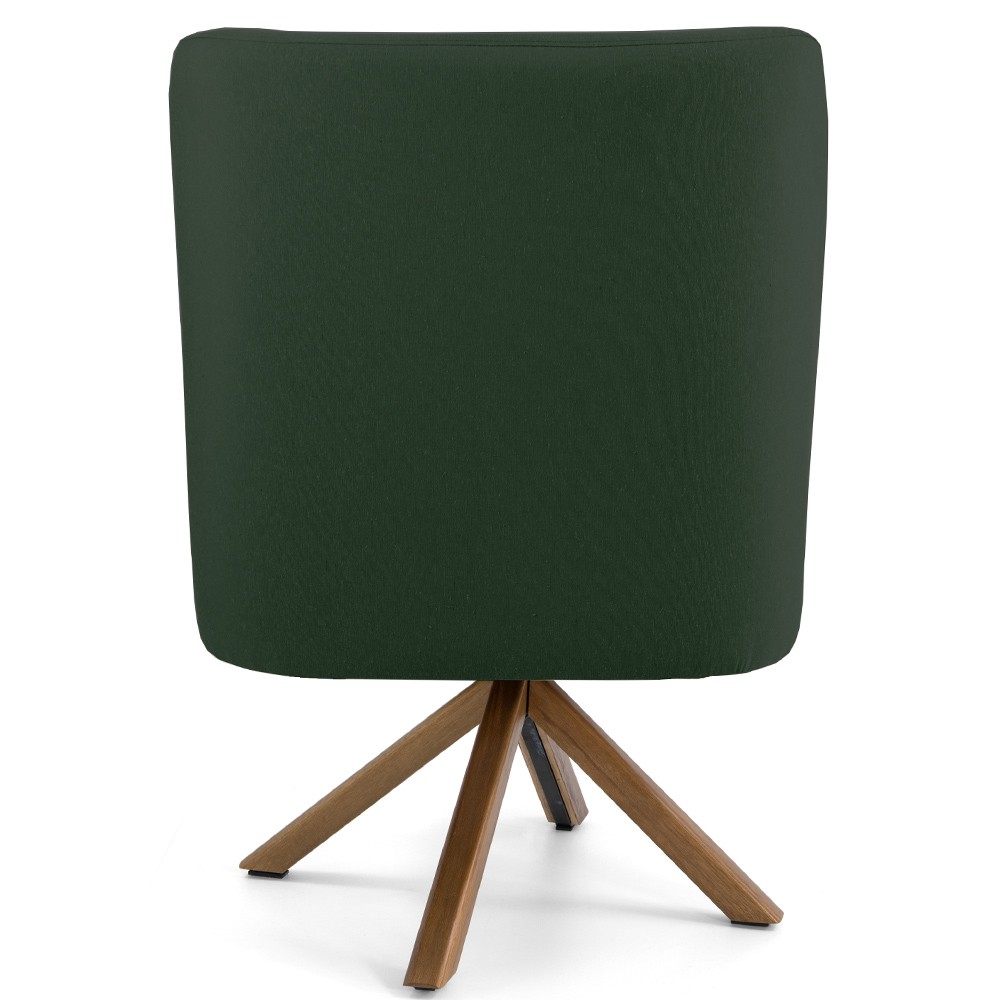 Poltrona Decorativa Base Giratória de Madeira Pérsia D02 Linho Verde C-117 - Lyam Decor