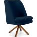 Poltrona Decorativa Base Giratória de Madeira Pérsia D02 Veludo Azul Oxford B-304 - Lyam Decor