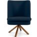 Poltrona Decorativa Base Giratória de Madeira Pérsia D02 Veludo Azul Oxford B-304 - Lyam Decor