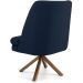 Poltrona Decorativa Base Giratória de Madeira Pérsia D02 Veludo Azul Oxford B-304 - Lyam Decor