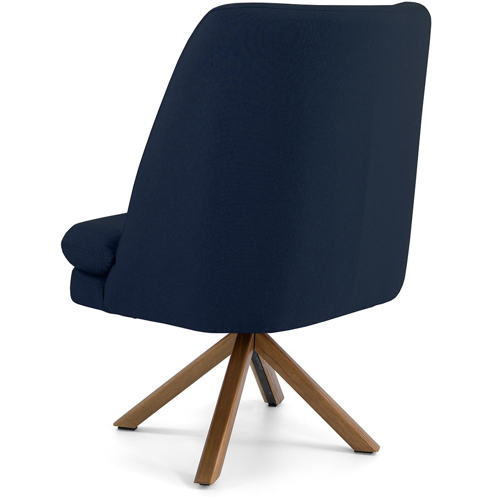 Poltrona Decorativa Base Giratória de Madeira Pérsia D02 Veludo Azul Oxford B-304 - Lyam Decor