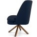 Poltrona Decorativa Base Giratória de Madeira Pérsia D02 Veludo Azul Oxford B-304 - Lyam Decor