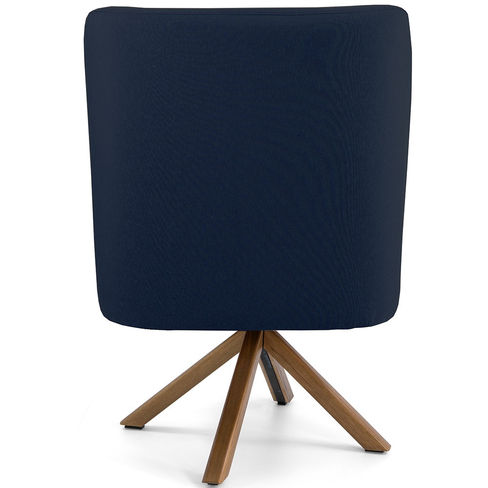 Poltrona Decorativa Base Giratória de Madeira Pérsia D02 Veludo Azul Oxford B-304 - Lyam Decor