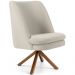 Poltrona Decorativa Base Giratória de Madeira Pérsia D02 Veludo Bege B-309 - Lyam Decor