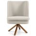 Poltrona Decorativa Base Giratória de Madeira Pérsia D02 Veludo Bege B-309 - Lyam Decor