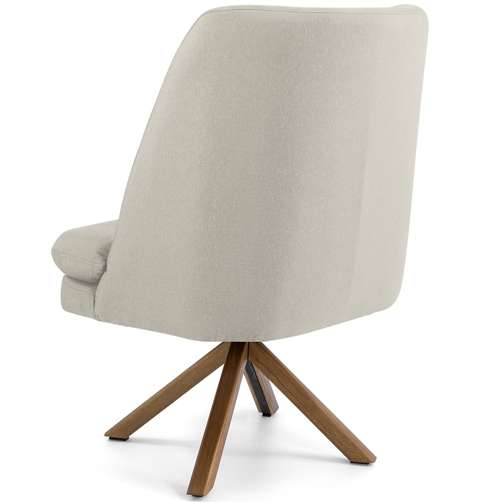 Poltrona Decorativa Base Giratória de Madeira Pérsia D02 Veludo Bege B-309 - Lyam Decor