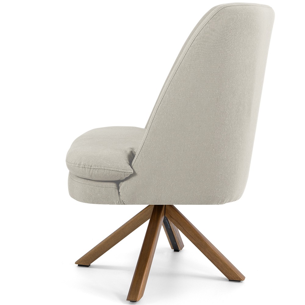 Poltrona Decorativa Base Giratória de Madeira Pérsia D02 Veludo Bege B-309 - Lyam Decor