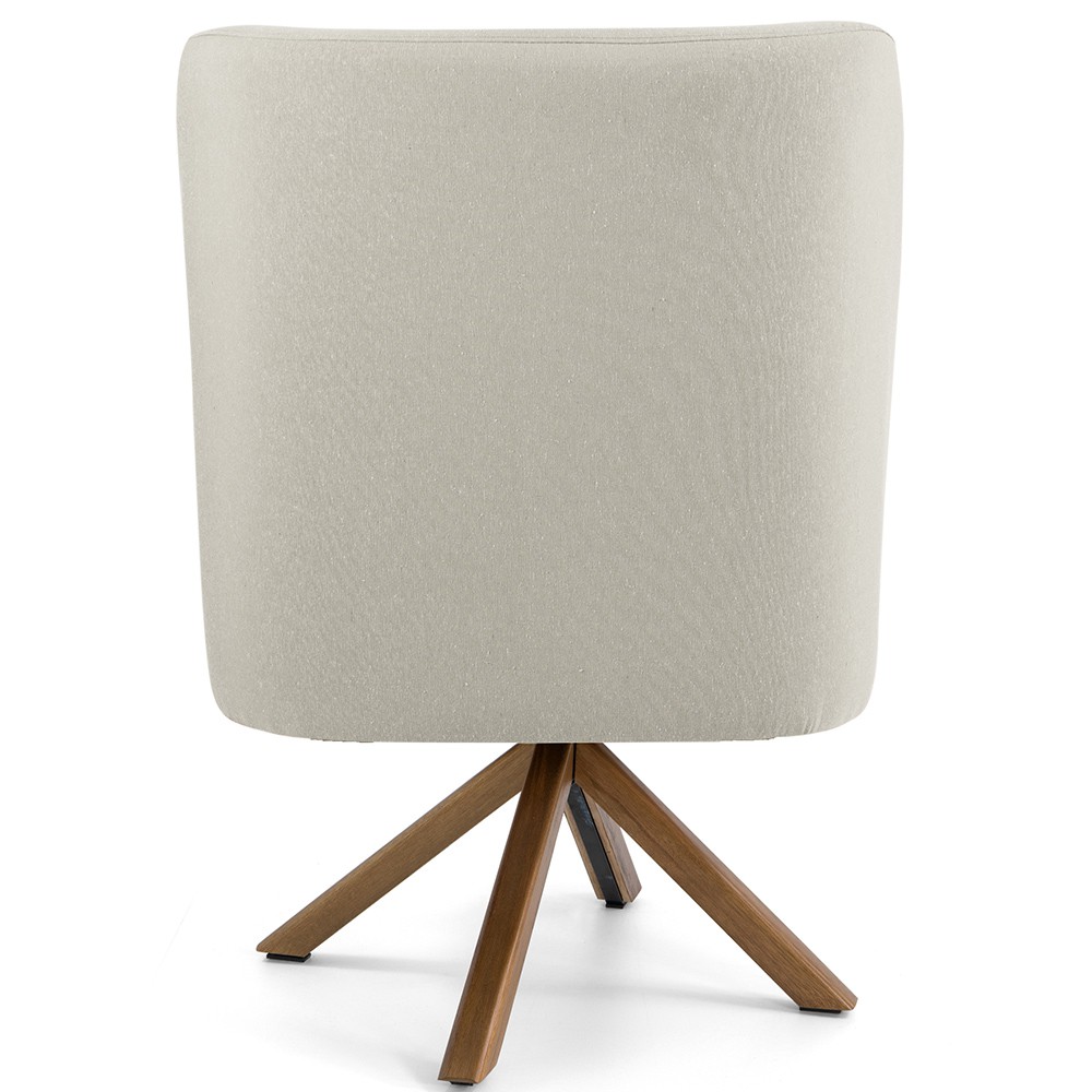 Poltrona Decorativa Base Giratória de Madeira Pérsia D02 Veludo Bege B-309 - Lyam Decor