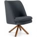 Poltrona Decorativa Base Giratória de Madeira Pérsia D02 Veludo Cinza B-317 - Lyam Decor