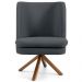 Poltrona Decorativa Base Giratória de Madeira Pérsia D02 Veludo Cinza B-317 - Lyam Decor