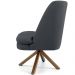 Poltrona Decorativa Base Giratória de Madeira Pérsia D02 Veludo Cinza B-317 - Lyam Decor