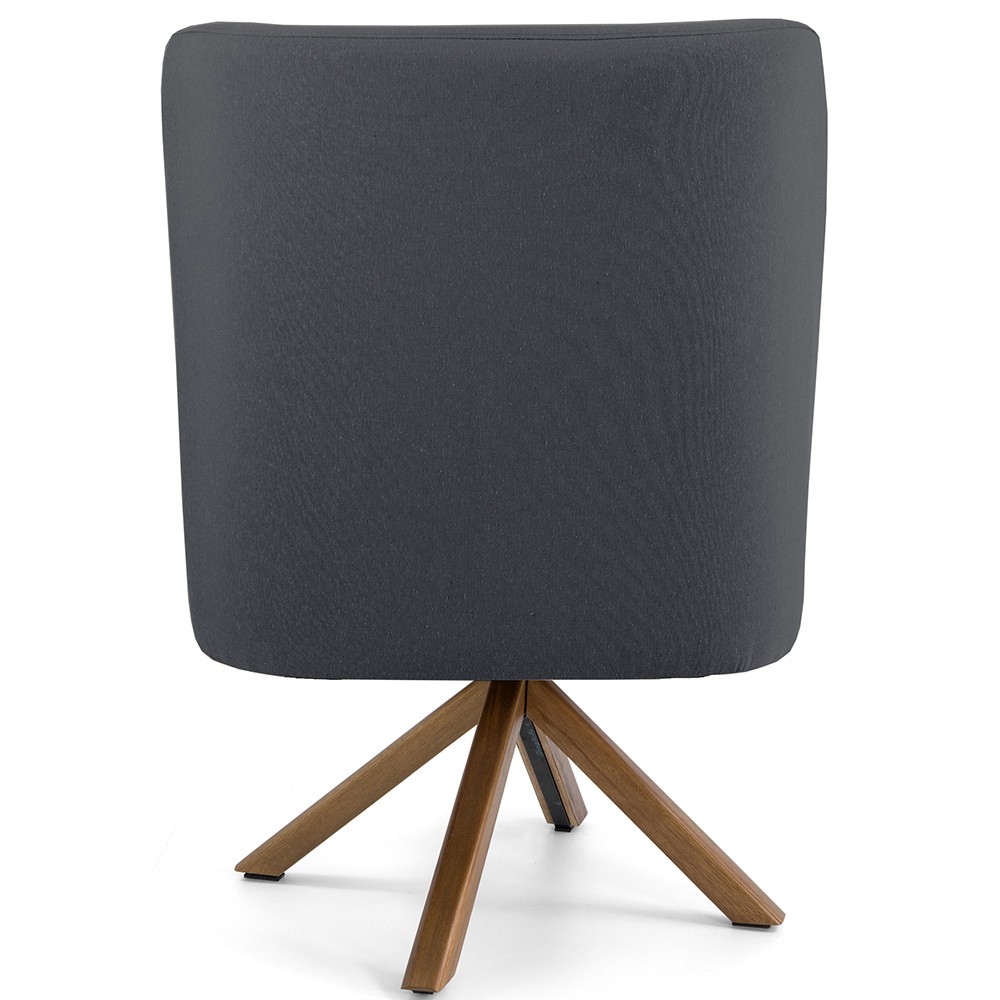 Poltrona Decorativa Base Giratória de Madeira Pérsia D02 Veludo Cinza B-317 - Lyam Decor