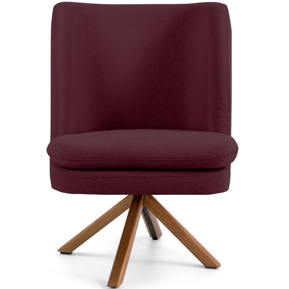 Poltrona Decorativa Base Giratória de Madeira Pérsia D02 Veludo Marsala B-278 - Lyam Decor