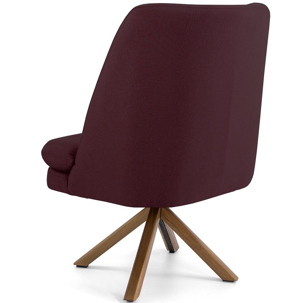 Poltrona Decorativa Base Giratória de Madeira Pérsia D02 Veludo Marsala B-278 - Lyam Decor