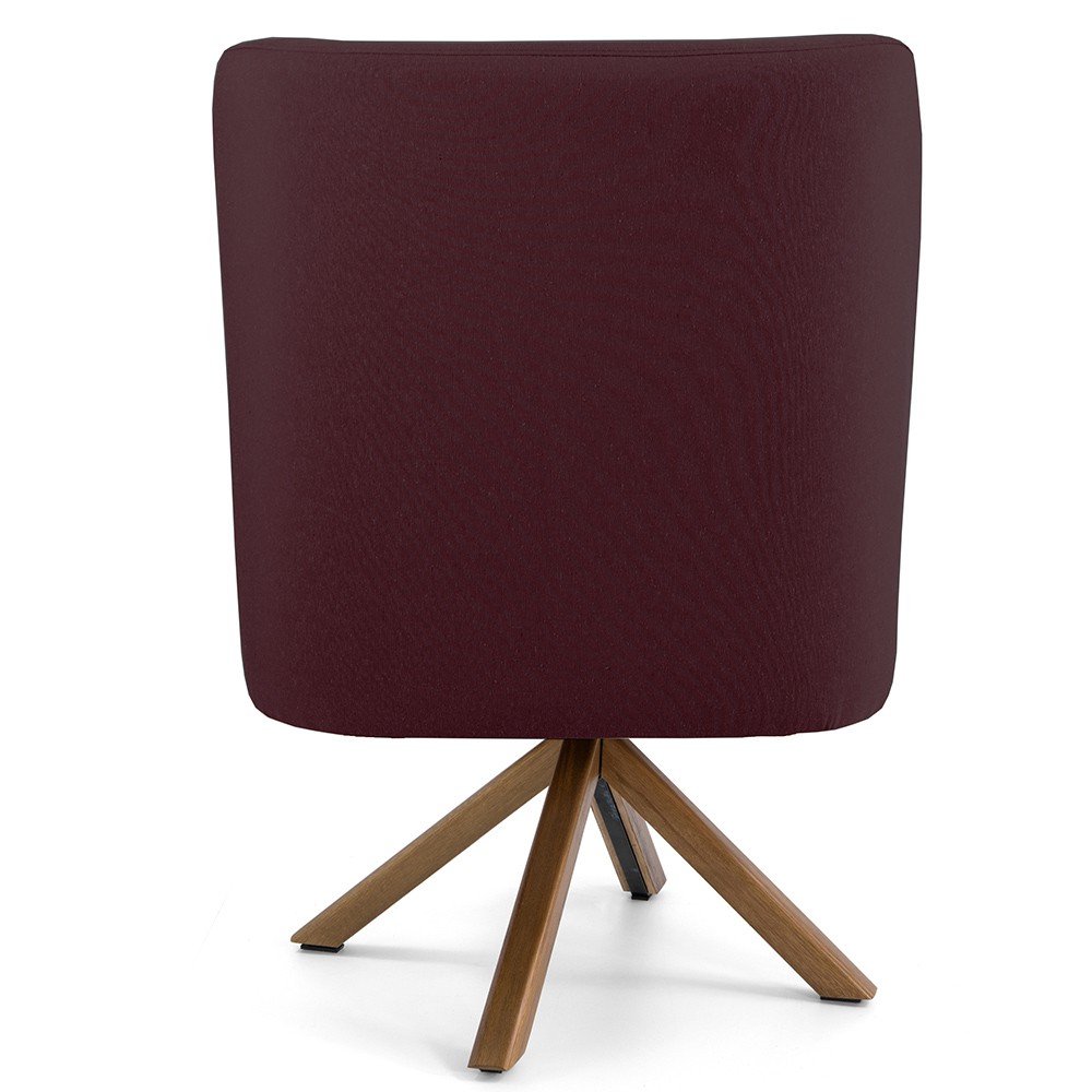 Poltrona Decorativa Base Giratória de Madeira Pérsia D02 Veludo Marsala B-278 - Lyam Decor