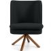Poltrona Decorativa Base Giratória de Madeira Pérsia D02 Veludo Preto B-300 - Lyam Decor