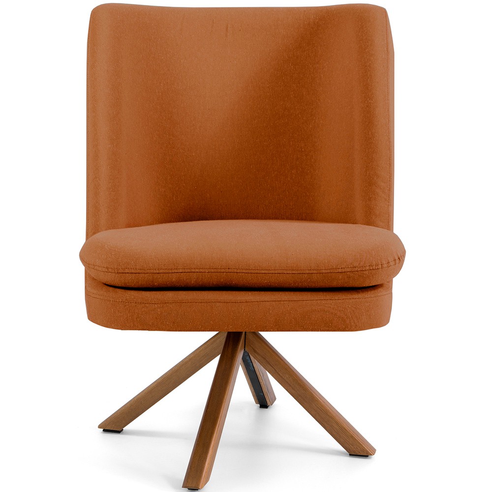 Poltrona Decorativa Base Giratória de Madeira Pérsia D02 Veludo Telha B-262 - Lyam Decor