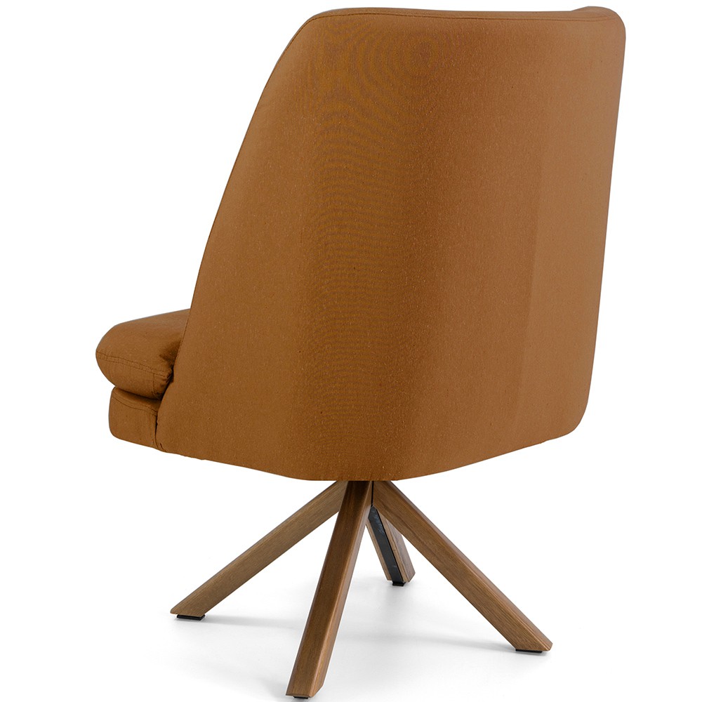 Poltrona Decorativa Base Giratória de Madeira Pérsia D02 Veludo Telha B-262 - Lyam Decor