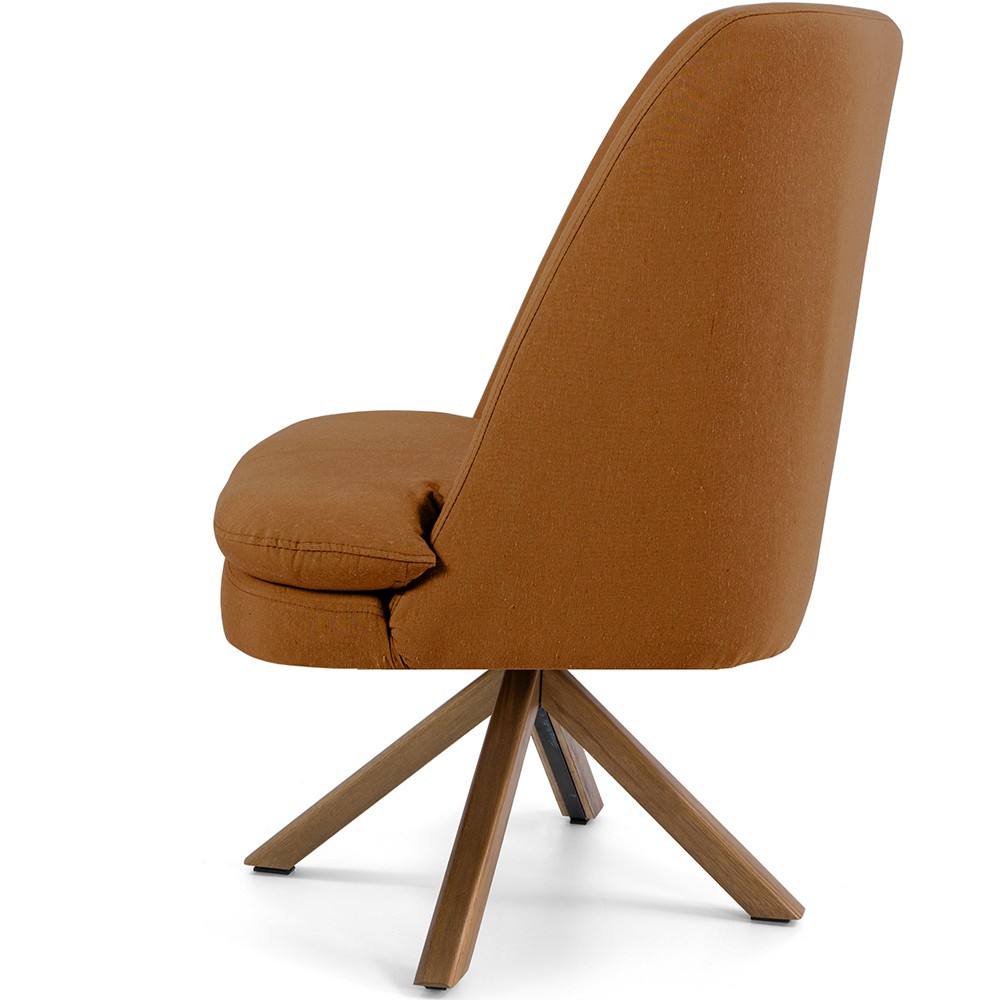 Poltrona Decorativa Base Giratória de Madeira Pérsia D02 Veludo Telha B-262 - Lyam Decor