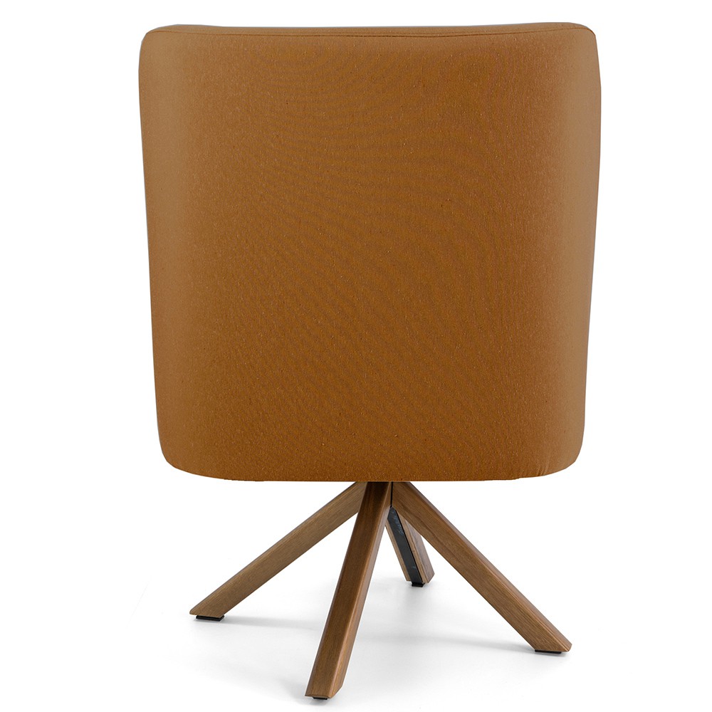 Poltrona Decorativa Base Giratória de Madeira Pérsia D02 Veludo Telha B-262 - Lyam Decor