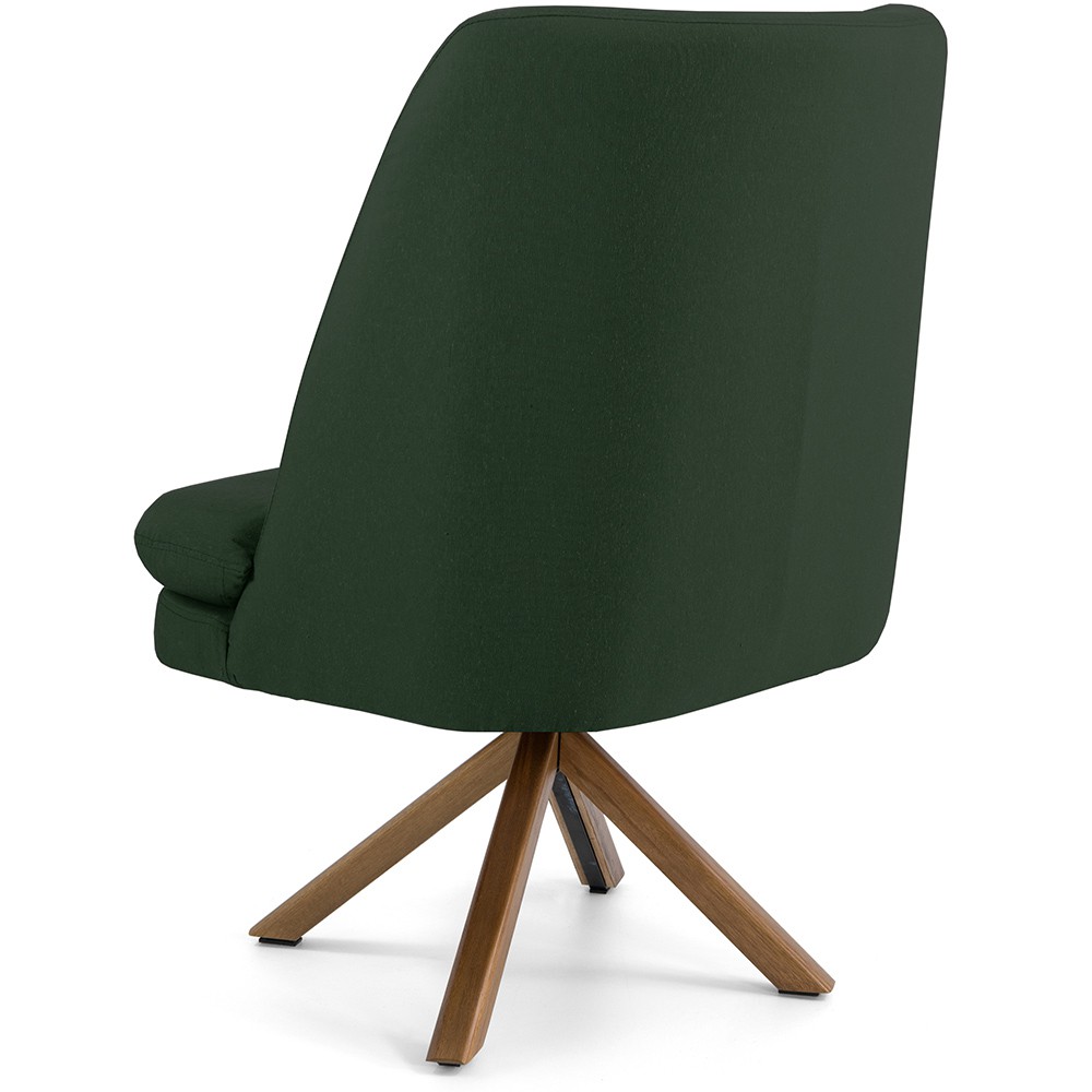 Poltrona Decorativa Base Giratória de Madeira Pérsia D02 Veludo Verde B-303 - Lyam Decor