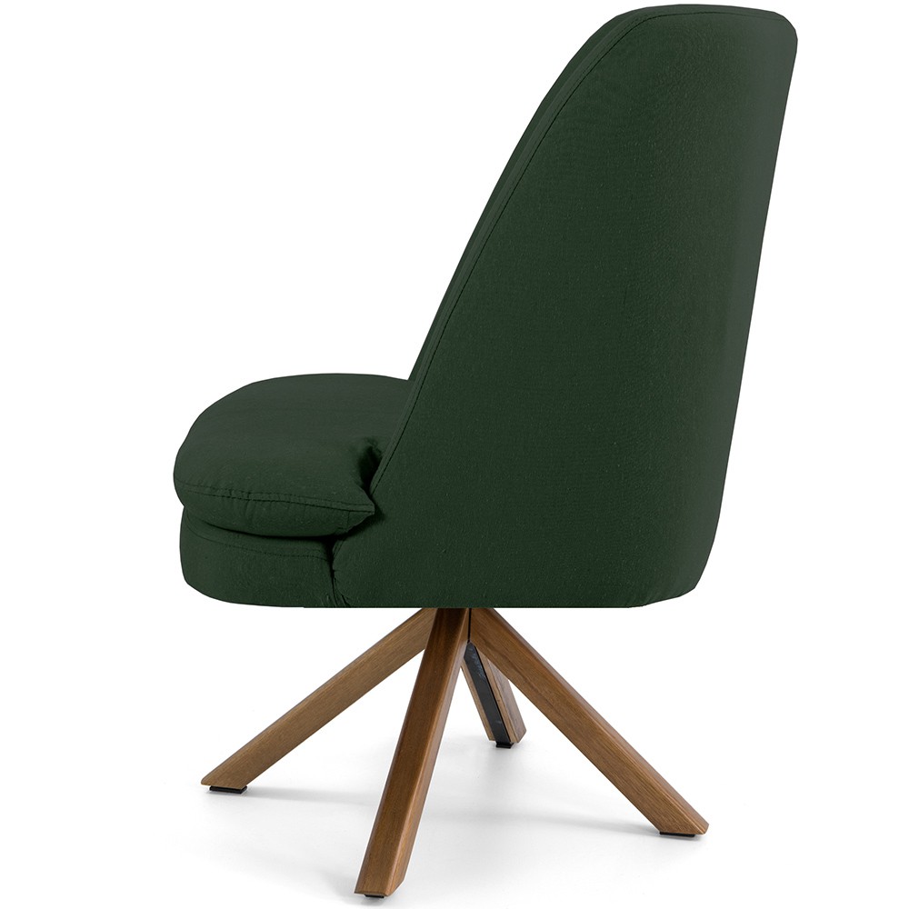 Poltrona Decorativa Base Giratória de Madeira Pérsia D02 Veludo Verde B-303 - Lyam Decor
