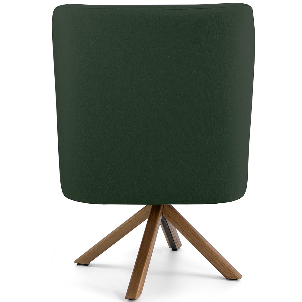 Poltrona Decorativa Base Giratória de Madeira Pérsia D02 Veludo Verde B-303 - Lyam Decor
