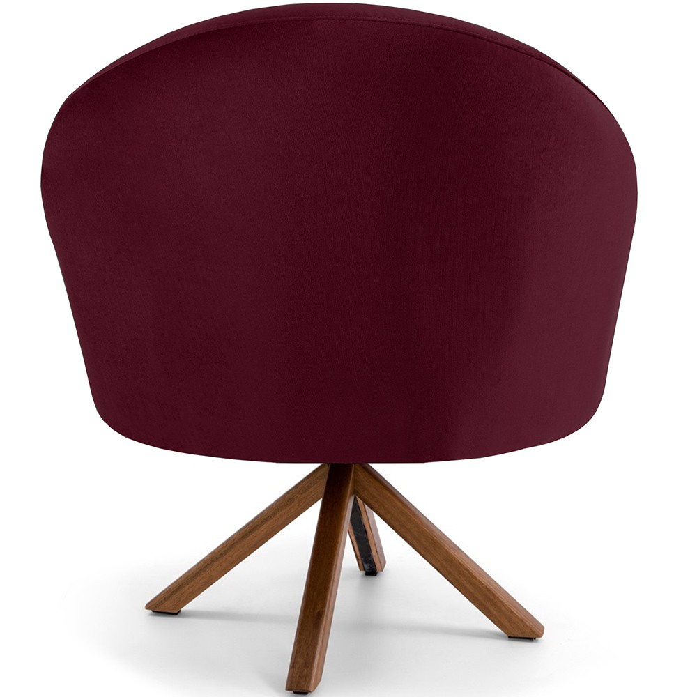 Poltrona Decorativa Base Giratória de Madeira Rafa D02 Veludo Marsala C-278 - Lyam Decor