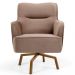 Poltrona Decorativa Base Ka Giratória Isabella D02 Veludo Importado Bege Escuro B-68 -Lyam Decor