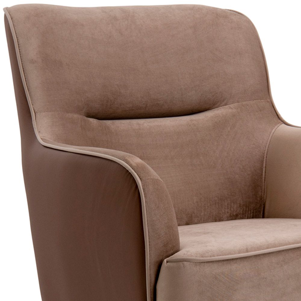 Poltrona Decorativa Base X Giratória Isabella D02 Veludo Importado Bege Escuro B-68 -Lyam Decor