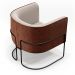 Poltrona Decorativa Fixa Base Aço Preto Betina D02 Linho Bege C-107 Corano Marrom B-38 - Lyam Decor