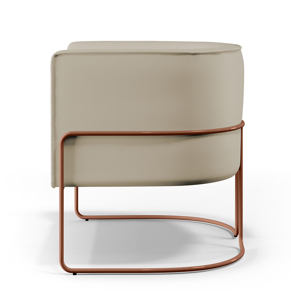 Poltrona Decorativa Fixa Base De Aço Cobre Betina D02 Corano Bege C-26 - Lyam Decor