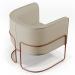 Poltrona Decorativa Fixa Base De Aço Cobre Betina D02 Corano Bege C-26 - Lyam Decor