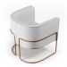 Poltrona Decorativa Fixa Base De Aço Cobre Betina D02 Corano Branco C-12 - Lyam Decor
