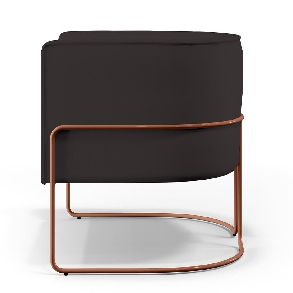 Poltrona Decorativa Fixa Base De Aço Cobre Betina D02 Corano Marrom B-98 - Lyam Decor