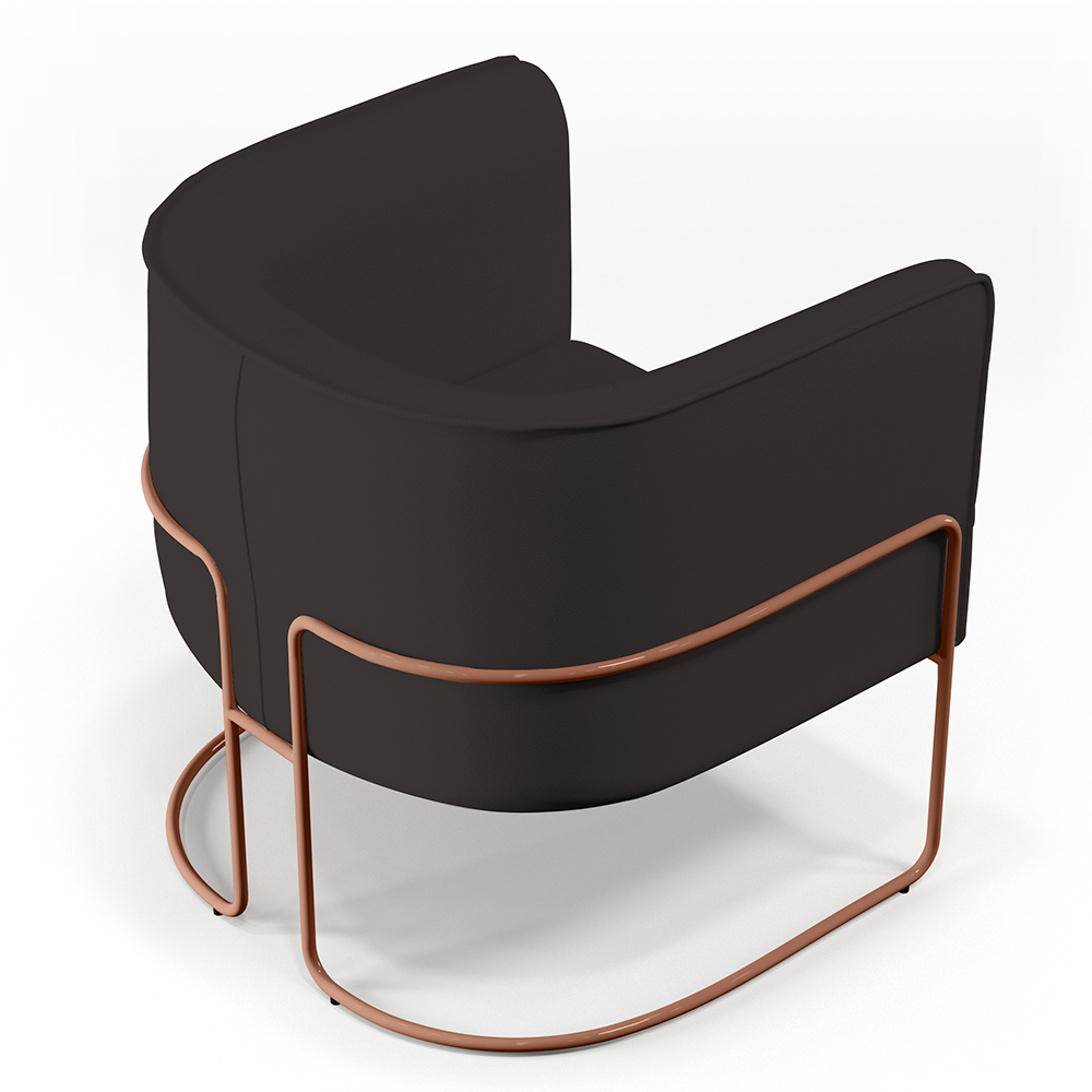 Poltrona Decorativa Fixa Base De Aço Cobre Betina D02 Corano Marrom B-98 - Lyam Decor