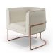 Poltrona Decorativa Fixa Base De Aço Cobre Betina D02 Linho Champagne A-49 - Lyam Decor