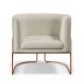 Poltrona Decorativa Fixa Base De Aço Cobre Betina D02 Linho Champagne A-49 - Lyam Decor