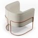 Poltrona Decorativa Fixa Base De Aço Cobre Betina D02 Linho Champagne A-49 - Lyam Decor